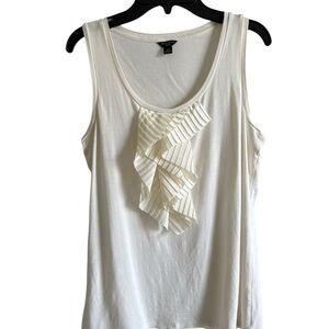 Ann Taylor petite medium Cream Ruffled Tank Top